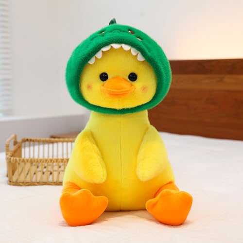 ネット赤いドレスアヒルぬいぐるみかわいいアヒルアヒルぬいぐるみ女の子眠っている大きな枕 (黄, 40cm)年齢に適した6+