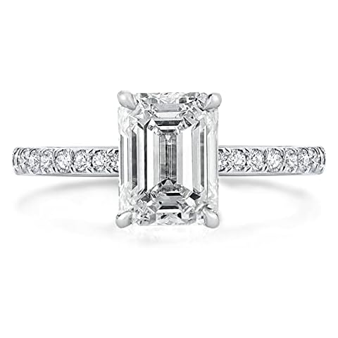 Bo.Dream Emerald Cut 2.5 Carat Cubic Zirconia Engagement Rings For Women Platinum Plated Sterling Silver, gemstone, Cubic Zirconia Cover