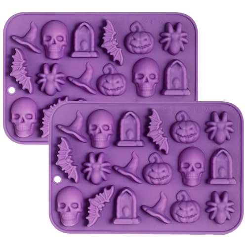 2Pcs Halloween thème moule,Moules Chocolat Silicone, Molde de Bonbons, Citrouille,