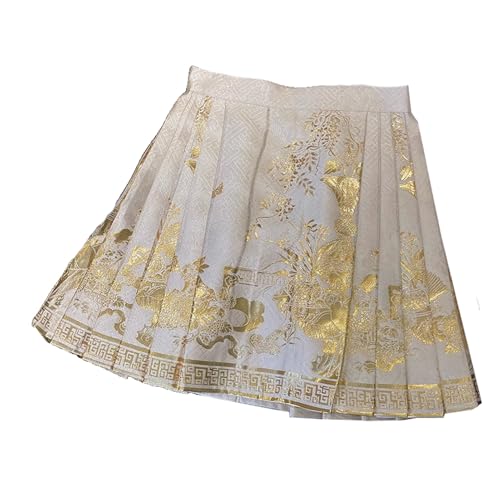 Mini jupe brodée de style chinois pour affiner la taille avec une coupe plissée