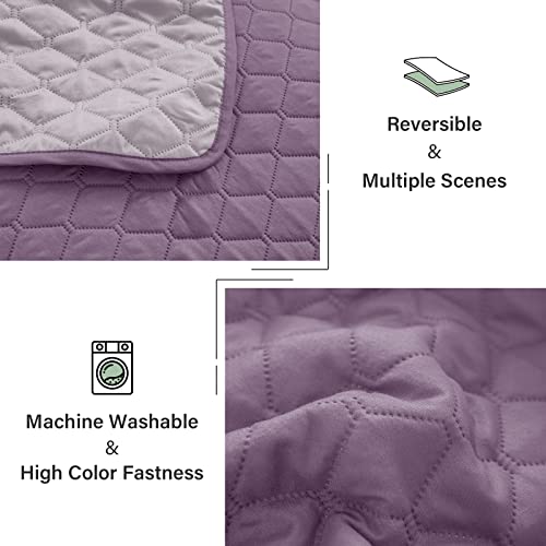 Exclusivo Mezcla Reversible Twin Quilt Bedding Set with Pillow Sham, Lightweight Quilts Twin Size, Soft Bedspreads Bed Coverlets for All Seasons - (Dusty Lavender, 68"x88")