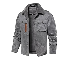 FANARCHER Men's Casual Winter Jackets Faux Suede Leather