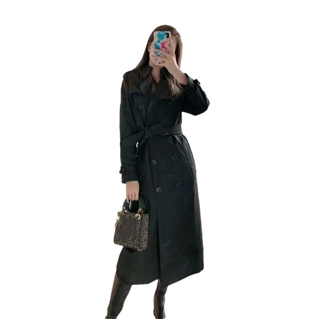 Womens Long Trench Coat British Style Trench Coat Windproof Waterproof Windbreaker