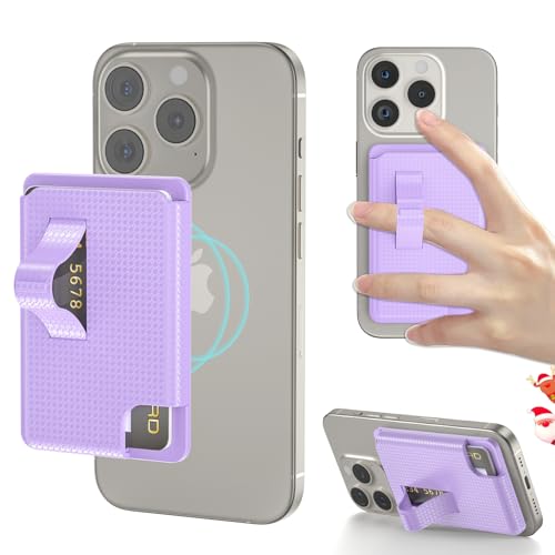 AUROX for MagSafe Wallet Stand, Magnetic Wallet Stand, Phone Grip Cardd Holder, Magnetic Card Wallets Holder with Secure Grip, for iPhone 17 16 15 14 13 12 Series, Fit 2 Cards, Purple