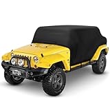 XYZCTEM ラングラー ハーフカバー 防水 2007-2024 ジープ ラングラー JKU JLU 4ドア用 雨 雪 ひょう ほこり保護 傷防止 アウトドア 紫外線保護 ブラック カーカバー