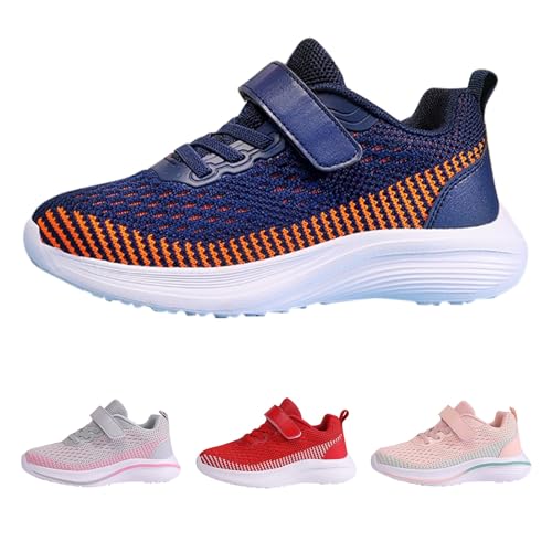 Boys Girls Sneakers Lightweight Breathable Athletic Running Shoes Non-Slip Lace Up Strappy Athletic Tennis Shoes