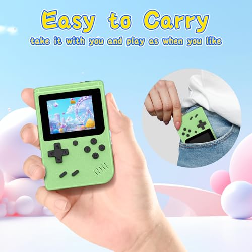 Image of Retro Gaming Console, Built-in 400 Classic Retro Game Console, 3.0 Inch IPS Screen Retro Handheld Game Console, 1020mAh Rechargeable Battery, Portable Arcade Video Gaming Console (Green)