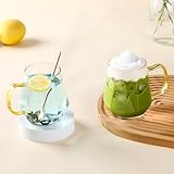 LOOFORE Glass Coffee Mugs 350ml Set of 2, Glass Mugs for Hot/Cold Drinks with Handles and Spoon, Borosilicate Heat Resistant Cups for Cappuccino Latte Macchiato Espresso Tea Milk Juice Beer - Image 7