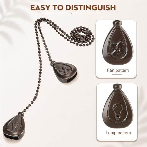 Image of Patelai 4 Pieces Ceiling Fan Pull Chain Extender Ornament 12 Inch Ceiling Pull Chain Extension Classic Drop Shaped Pendant Beaded Ball Cord for Fan Light lamp Decorative with Connector(Orb Color)
