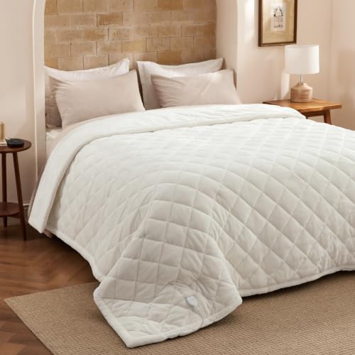 Image of Bedsure Quilted Heated Blanket Full, Warm Filled Electric Blanket, Ivory
