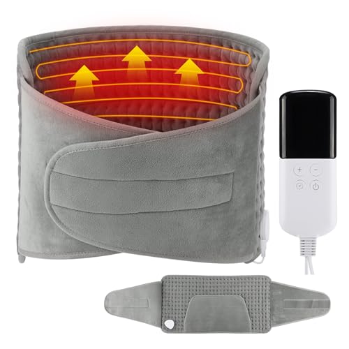 CAUTIOUS Fascia Lombare Riscaldante 125x35cm, Termoforo Lombare con 10 Livelli di Temperatura e 4 Impostazioni di Tempo, Termoforo Elettrico per La Schiena Lavabile per Schiena, Collo, Spalle, Addome