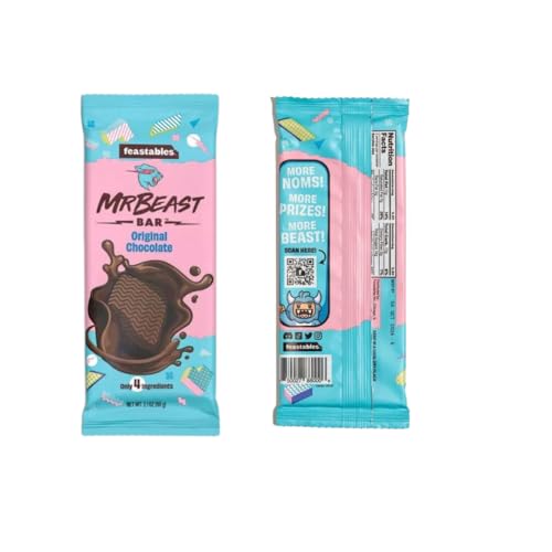 Feastables Mr Beast Chocolate Bars – NEW Deez Nuts Peanut Butter, New Crunch and Original Chocolate (3 pack)
