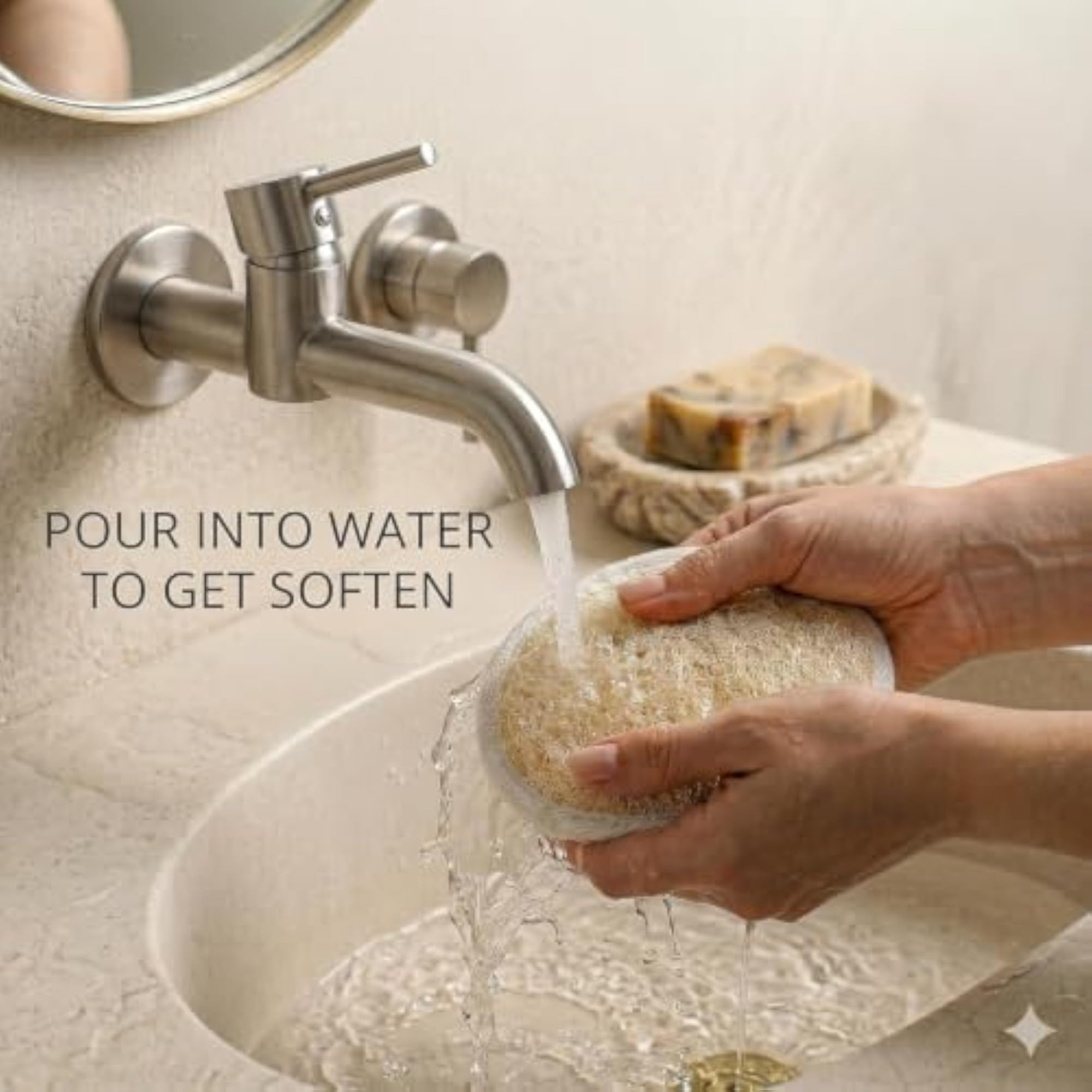 Natural Oval Loofah for Bathing, Gentle Exfoliation