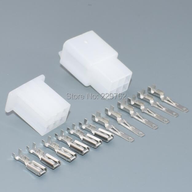 Yierxjwshx (10pcs)- 6 Way 6 Pin 2.8mm Car Mini Electrical Connector Plug Pin Connectors