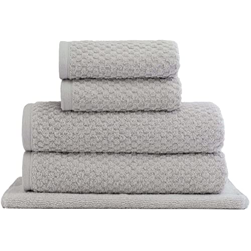 Jogo Toalhas de Banho com 5 peças de 500g/m² Fio Penteado de Algodão PREMIUM - Carré Cinza