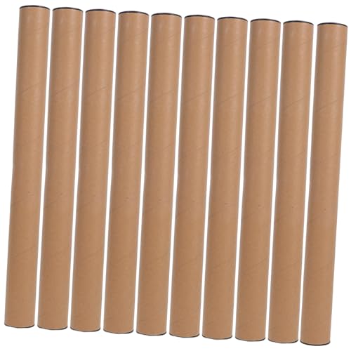 SOLUSTRE 10 Pcs Round Packaging Tubes Kraft Paper Cardboard Mailers with Caps 40x4cm for Artwork and Document Mailing
