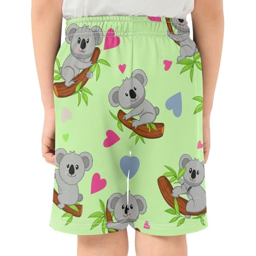 J JOYSAY Branch Hearts Koala Green Boys Athletic Shorts Kids Youth Casual Shotrs with Pockets Elastic Waistband3