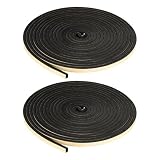 PATIKIL Nastro Autoadesivo in Schiuma, 2Pz 15mm W x 10mm T x 10m EPDM Neoprene Nastro Isolante Guarnizione Gomma Adesiva per Porte Finestra e Condizionatore, Nero
