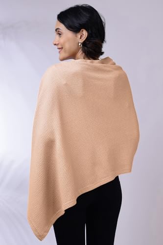 Image of Zelena Cotton Bamboo Blend Premium Nursing Cover for Breastfeeding | Breastfeeding Cover for Mothers | Feeding Shawl for Mother | Breathable Nursing Covers | Poncho for Mom (Champagne)