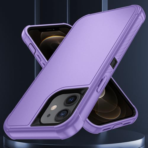 Image of SunStory Compatible with iPhone 12 /12 Pro Case with HD Screen Protector, 3-Layer Heavy Duty Full-Body Cover,3 in 1 Hybrid Protective Case for iPhone 12 /12 Pro 6.1 inch,Violet