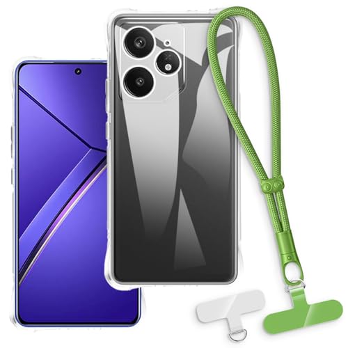 OAGELIM 2-in-1�ی�P�[�X�ƃ��X�g�X�g���b�v OPPO Realme Neo 7 5G �Ƃ̌݊������� ���O���\�ȃ��j���[�h�t���d�b�J�o�[�A����~�ߕ����h�~�O���b�v�n���h�� (�N���A + �O���[��)
