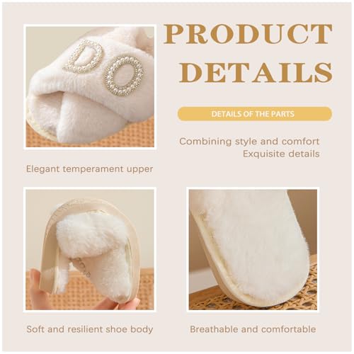 I Do Slippers With Bride Letter Makeup Open Toe Slippers For Women's Wedding Slippers Fuzzy Soft House Slippers For Bachelorette Party3