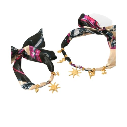 Vintage Silk Satin Bracelet & Necklace Set, Knot Stainless Steel, Elegant Ladies Accessory Gift Set(Golden)