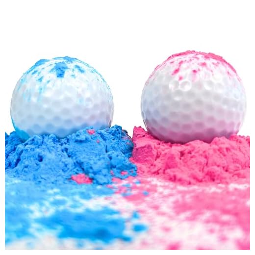 Gender Reveal Golf Balls | One Pink, One Blue + Wooden Tee Included | Best Gift for Expecting Parents Golf Themed Exploding Golf Balls With Powder Putters Or Pearls Decorations Gender Reveal Ideas