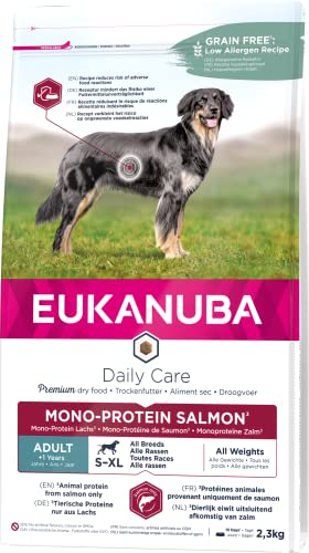 Eukanuba Daily Care Mono-Protein Hundefutter - Trockenfutter mit nur Lachs als tierischem Protein, allergenarme Rezeptur, 2,3 kg