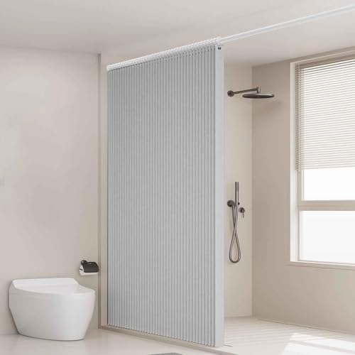 HLTQL Cortina magnética Opaca Estilo acordeón para Puerta de Armario, Plisada, Plegable, Puerta de acordeón, Divisor de habitación, Dormitorio, baño, Sala de Estar(05,W80*H180cm)