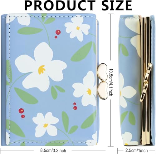 Real Leather Coin Purse for Women Cut Small Wallet with Coin Pocket and Card Holder ID Window for Girls (Blue)4