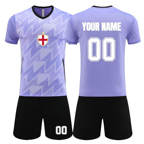 England Football Shirt, Football Kit Personalised with Name Number for Kids Adult
