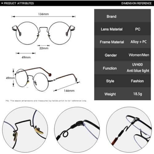 Lunettes de soleil rondes rétro métalliques légères contre l'éblouissement