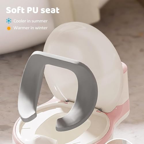 Image of WISHKEY Plastic Comfortable Baby Western Style Toilet Training Pink Potty Seat For Kids With Upper Closing Lid and Removable Bowl (Pack Of 1 Pink)