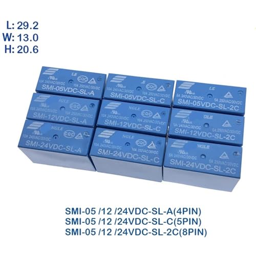 Lot de 5 relais électromécaniques SMI commande 12V et 24V DC - 2