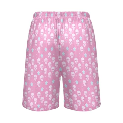 Men's Pajama Shorts Skull Star Pink Athletic Pajama Sleep Bottoms with Pockets 23035732
