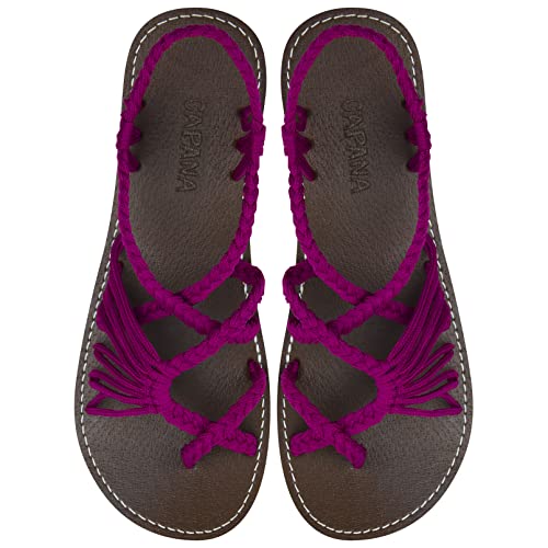 Capana (12 Woven Women's Flat Sandals - Casual Bohemian Rope Braided for Women Dressy Spring & Summer Sandal, Beach Comfy Boho Strappy Flats Womens Shoes - African Violet (Banyan) by Capana - Used condition - US$34.04