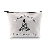 POFULL Yoga Gift for Yoga Instructor Cosmetic Bags Motivational Yoga Gifts for Women Hurry Up Inner...