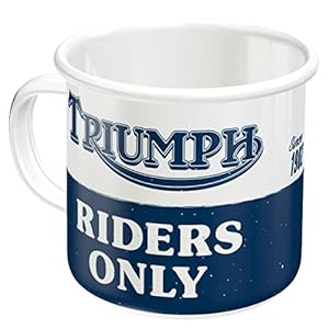 Nostalgic-Art Retro Enamel Mug Triumph – Riders Only – Gift Idea for Motorcycle Accessories Fans Camping Mug Vintage Design 360ml 1 Piece (1 Pack)