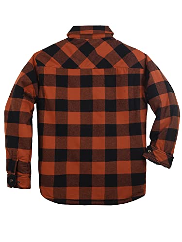 COEVALS CLUB Men's Flannel Fleece Sherpa Quilted Lined Plaid Snap Work Shirt Jacket/Hooded4