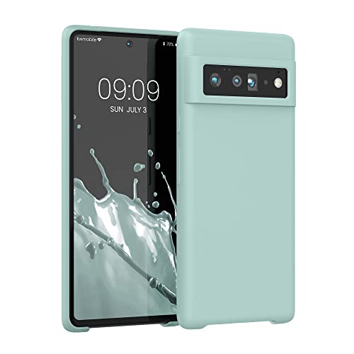 kwmobile Case for Google Pixel 6 Pro Case - Soft Cover - Shockproof Silicone - Wireless Charging Mint Matte