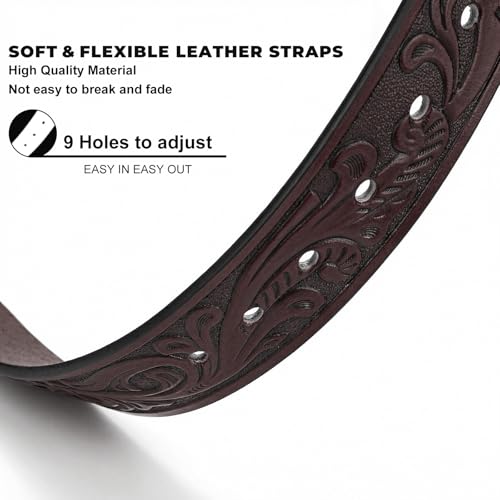 Image of BELTROAD Western Leather Belt Strap for Men Women Cowboy Cowgirl Leather Mens Belts for Jeans Birthday Christmas Belt Gifts
