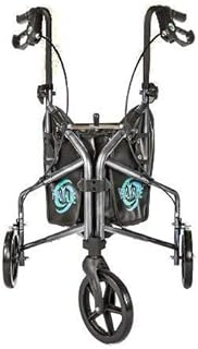 Rollator Walker Aluminum 3 Wheel for Seniors, Foldable Lightweight Three Wheel Walker Traveler Mobility Rollator 3 Wheels Walker with Basket Tray, Pouch, Brakes, Narrow Walker for Small Spaces (BLACK)