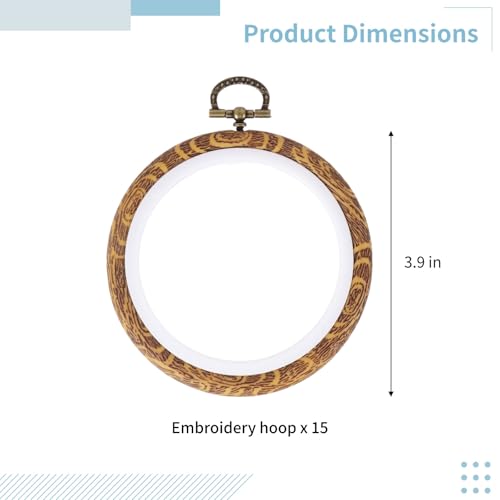 Image of Round Embroidery Hoops Frame 15 PCS - 4 Inches Embroidery Frames, Circle Rubber Hoops Rings, Embroidery Cross Stitch Frame Kits for Craft Sewing DIY Hanging Gifts