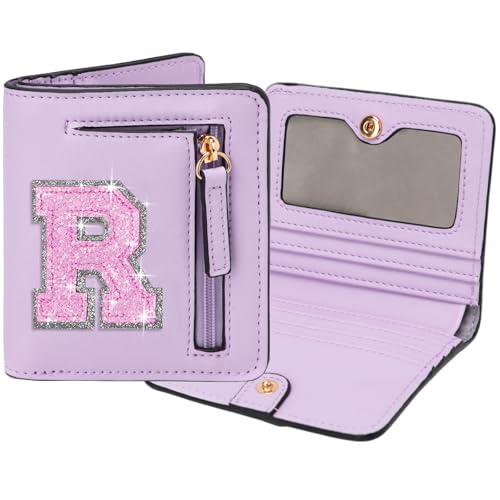 Image of Birthday Gifts for Teen Girl Kids Wallet Girl Wallets Small Initial Rfid Wallet Teen Girls Gift Preppy Stuff for Girls Purple R