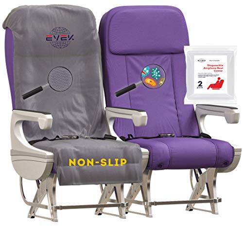 2pcs Protective Airplane Seat Covers Protectors Universal Seat Cover for Airplane Cars Vehicles Disposable/Reusable Traveling Accessories Durable Design (Grey, 2-Pack)