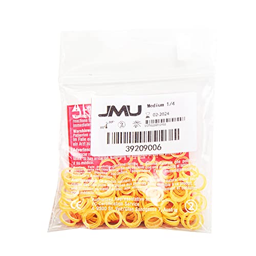 Image of JMU Orthodontic Elastics 1 /4 Medium, 100 Pack Intraoral Dental Rubber Bands | Orthodontic Rubber Bands for Braces, Latex Elastic Bands, Made in USA