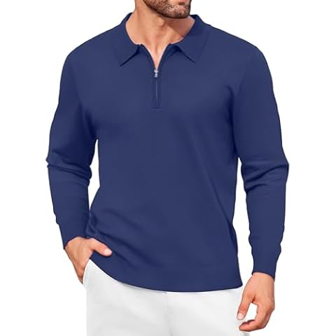 COOFANDY Long Sleeve Polo Neck Jumper Cover