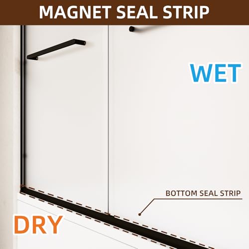 Image of Royal Guard Double Sliding Shower Door 56-60 inch W x 58 inch H,Frosted&Matte Black