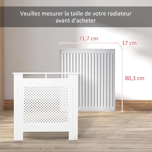 Cache-radiateur couvercle couverture radiateur en bois blanc 78cm - 7